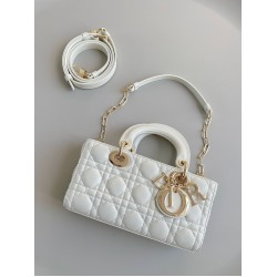 Dior Lady D-Joy Small Bag In White Cannage Lambskin CDBS2329