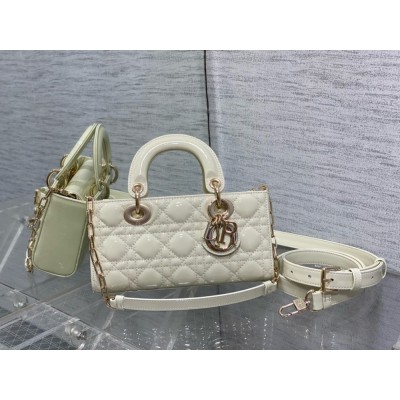 Dior Lady D-Joy Small Bag in White Patent Calfskin CDBS2330