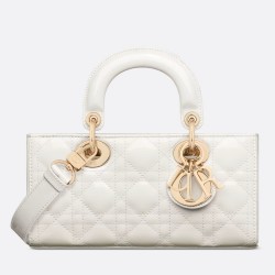 Dior Lady D-Joy Small Bag in White Patent Calfskin CDBS2330