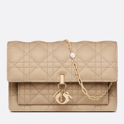 Dior Lady Dior Chain Pouch In Beige Cannage Lambskin CDBS2256