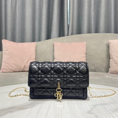 Dior Lady Dior Chain Pouch In Black Cannage Lambskin CDBS2257