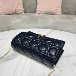 Dior Lady Dior Chain Pouch In Black Cannage Lambskin CDBS2257