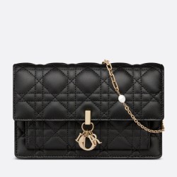 Dior Lady Dior Chain Pouch In Black Cannage Lambskin CDBS2257