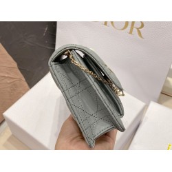 Dior Lady Dior Chain Pouch In Grey Cannage Lambskin CDBS2259