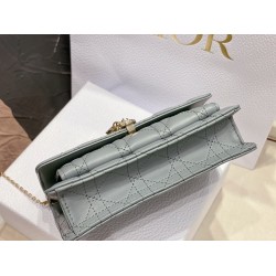 Dior Lady Dior Chain Pouch In Grey Cannage Lambskin CDBS2259