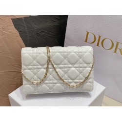 Dior Lady Dior Chain Pouch In White Cannage Lambskin CDBS2260