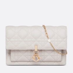 Dior Lady Dior Chain Pouch In White Cannage Lambskin CDBS2260