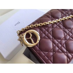 Dior Lady Dior Clutch With Chain In Bordeaux Lambskin CDBS2263