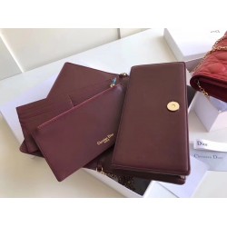 Dior Lady Dior Clutch With Chain In Bordeaux Lambskin CDBS2263