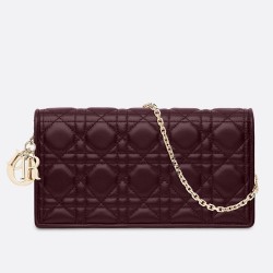 Dior Lady Dior Clutch With Chain In Bordeaux Lambskin CDBS2263