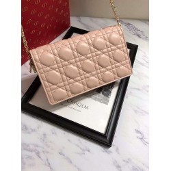 Dior Lady Dior Clutch With Chain In Nude Lambskin CDBS2267