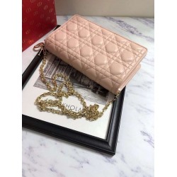 Dior Lady Dior Clutch With Chain In Nude Lambskin CDBS2267