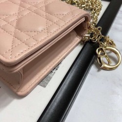 Dior Lady Dior Clutch With Chain In Nude Lambskin CDBS2267