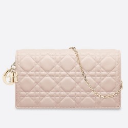 Dior Lady Dior Clutch With Chain In Nude Lambskin CDBS2267