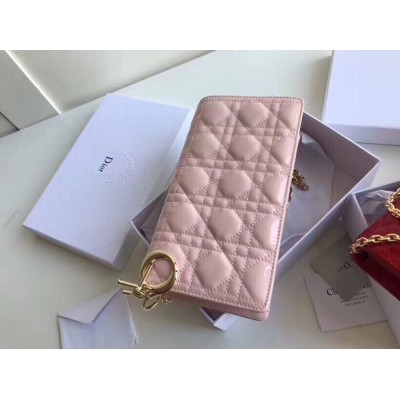 Dior Lady Dior Clutch With Chain In Pink Patent CDBS2268