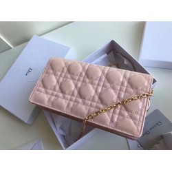 Dior Lady Dior Clutch With Chain In Pink Patent CDBS2268