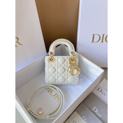 Dior Lady Dior Micro Bag In White Cannage Lambskin CDBS2275