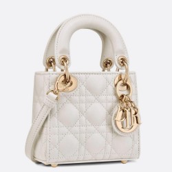 Dior Lady Dior Micro Bag In White Cannage Lambskin CDBS2275