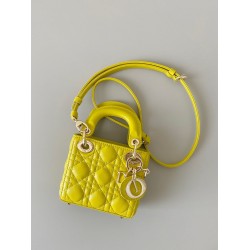 Dior Lady Dior Micro Bag In Yellow Cannage Lambskin CDBS2276