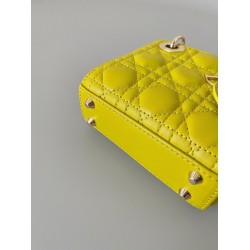 Dior Lady Dior Micro Bag In Yellow Cannage Lambskin CDBS2276