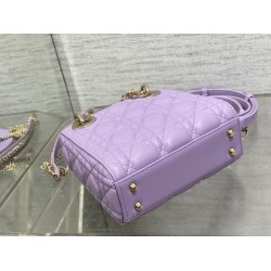 Dior Lady Dior Mini Bag With Chain in Lilas Cannage Lambskin CDBS2280