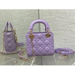 Dior Lady Dior Mini Bag With Chain in Lilas Cannage Lambskin CDBS2280