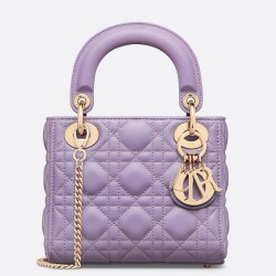 Dior Lady Dior Mini Bag With Chain in Lilas Cannage Lambskin CDBS2280