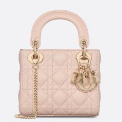 Dior Lady Dior Mini Bag With Chain in Pink Lambskin With Resin Charms CDBS2281