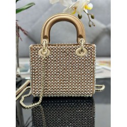 Dior Lady Dior Mini Chain Bag in Square With Strass and Beads CDBS2284