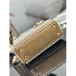 Dior Lady Dior Mini Chain Bag in Square With Strass and Beads CDBS2284