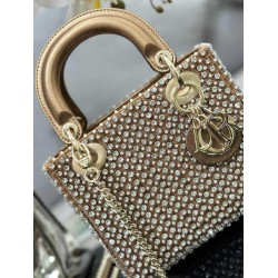 Dior Lady Dior Mini Chain Bag in Square With Strass and Beads CDBS2284