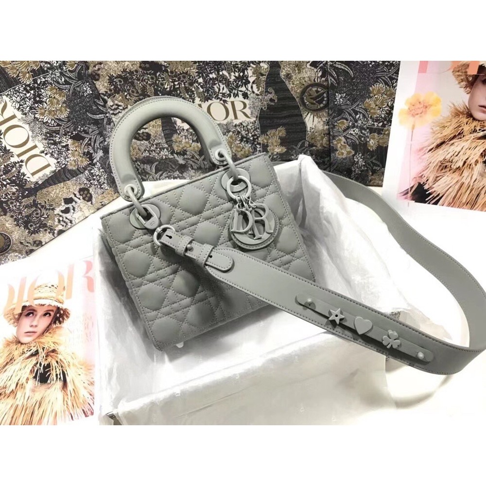 Dior Lady Dior My ABCDior Bag In Gray Ultramatte Calfskin CDBS2292