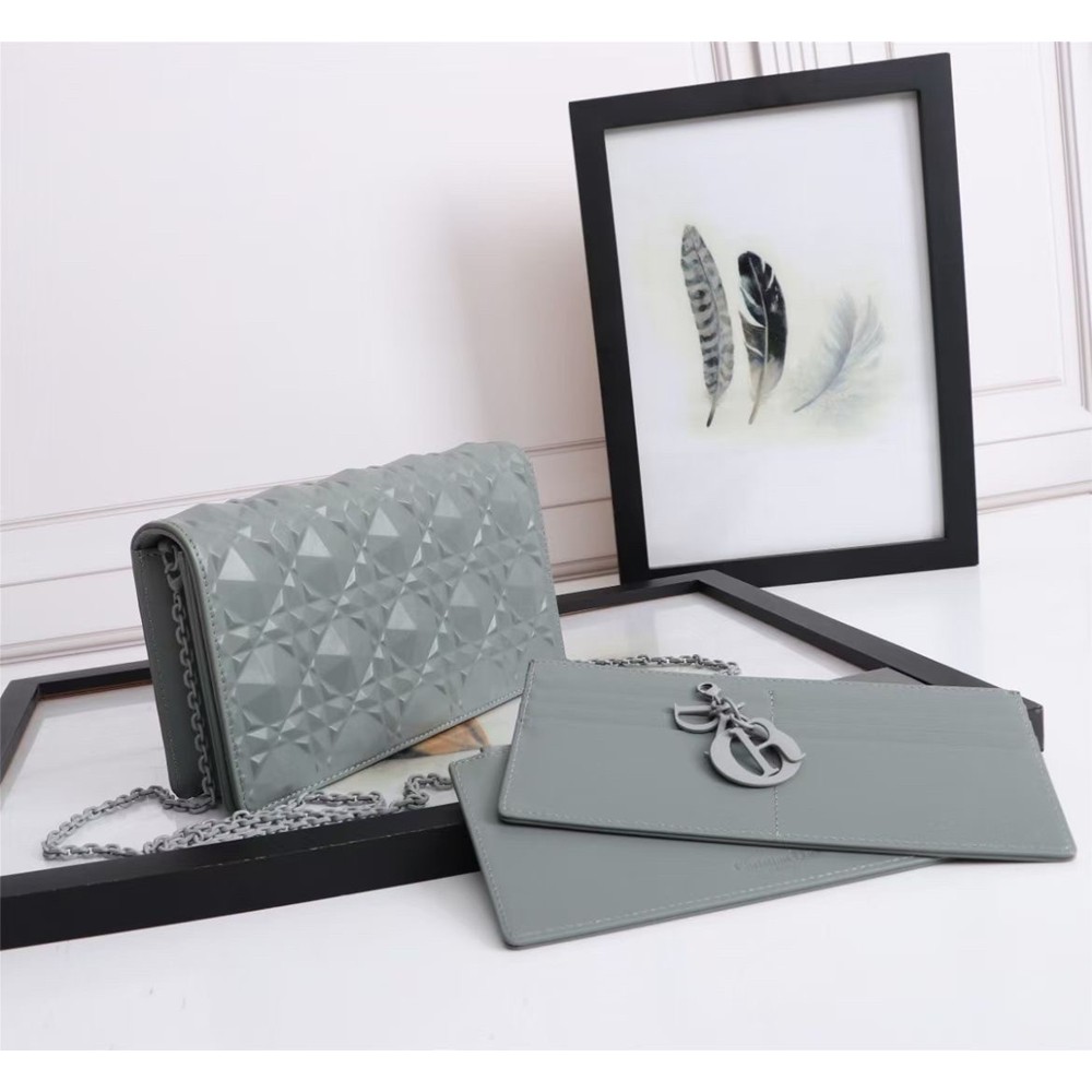 Dior Lady Dior Pouch In Grey Diamond Calfskin CDBS2296