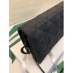 Dior Lady Dior Ultra Black Clutch With Chain CDBS2298