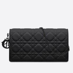 Dior Lady Dior Ultra Black Clutch With Chain CDBS2298