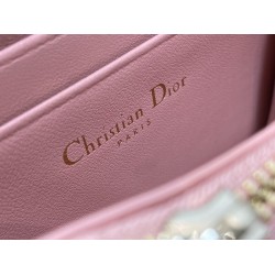 Dior Lady Dior Voyageur Small Coin Purse in Pink Lambskin CDBS2301