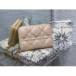 Dior Lady Dior Voyageur Small Coin Purse in Sand Lambskin CDBS2302