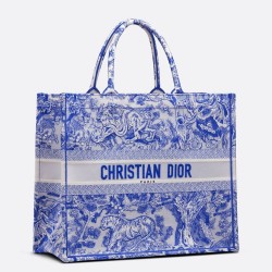 Dior Large Book Tote Bag In Blue Transparent Toile de Jouy Canvas CDBS2350