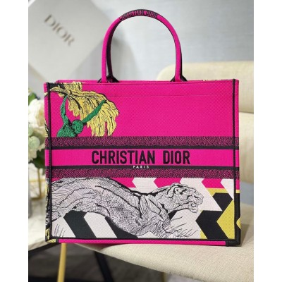 Dior Large Book Tote Bag In Toile de Jouy Zoom Pop Embroidery CDBS2357