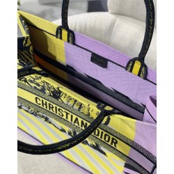 Dior Large Book Tote Bag In Yellow D-Jungle Pop Embroidery CDBS2366