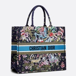 Dior Large Book Tote In Blue D-Constellation Embroidery CDBS2368