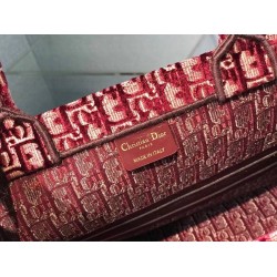 Dior Large Book Tote In Bordeaux Oblique Embroidered Velvet CDBS2371