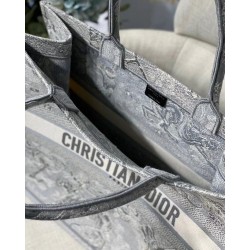 Dior Large Book Tote In Gray Toile de Jouy Reverse Embroidery CDBS2372