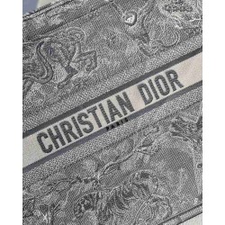 Dior Large Book Tote In Gray Toile de Jouy Reverse Embroidery CDBS2372