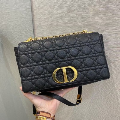 Dior Large Caro Bag In Black Cannage Calfskin CDBS2375