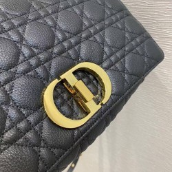 Dior Large Caro Bag In Black Cannage Calfskin CDBS2375