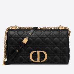 Dior Large Caro Bag In Black Cannage Calfskin CDBS2375