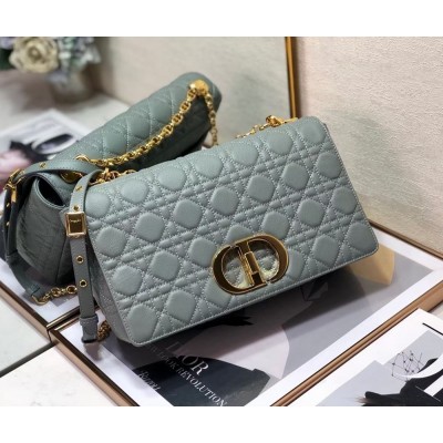 Dior Large Caro Bag In Grey Cannage Calfskin CDBS2376