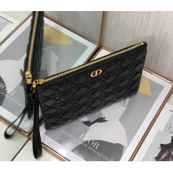 Dior Large Caro Daily Pouch In Black Calfskin CDBS2379