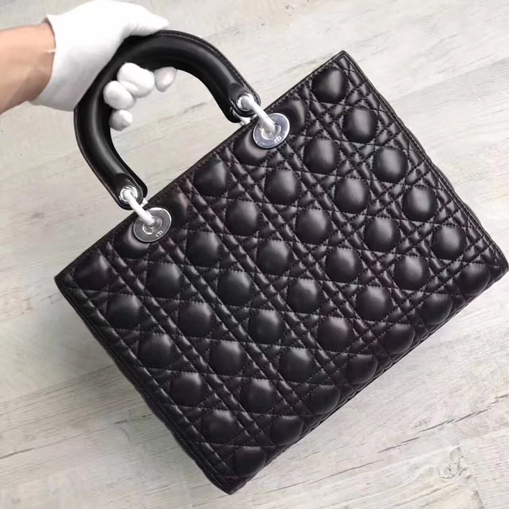 Dior Large Lady Dior Bag In Black Lambskin CDBS2382